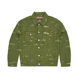 Corteiz Alcatraz Pattern Denim Jacket - Khaki