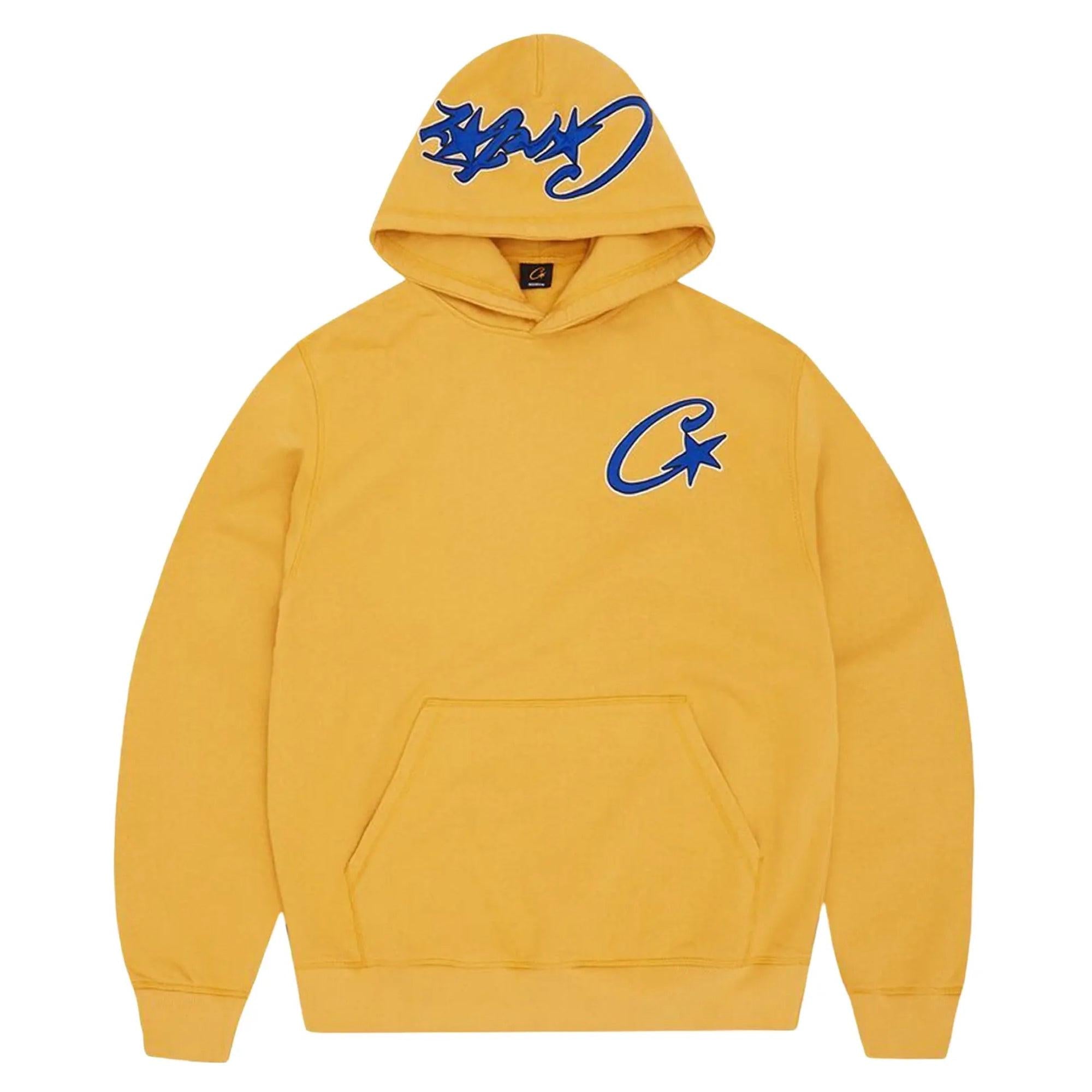 Corteiz Satin C-Star Appliqué Hoodie - Mustard Yellow (SS24)