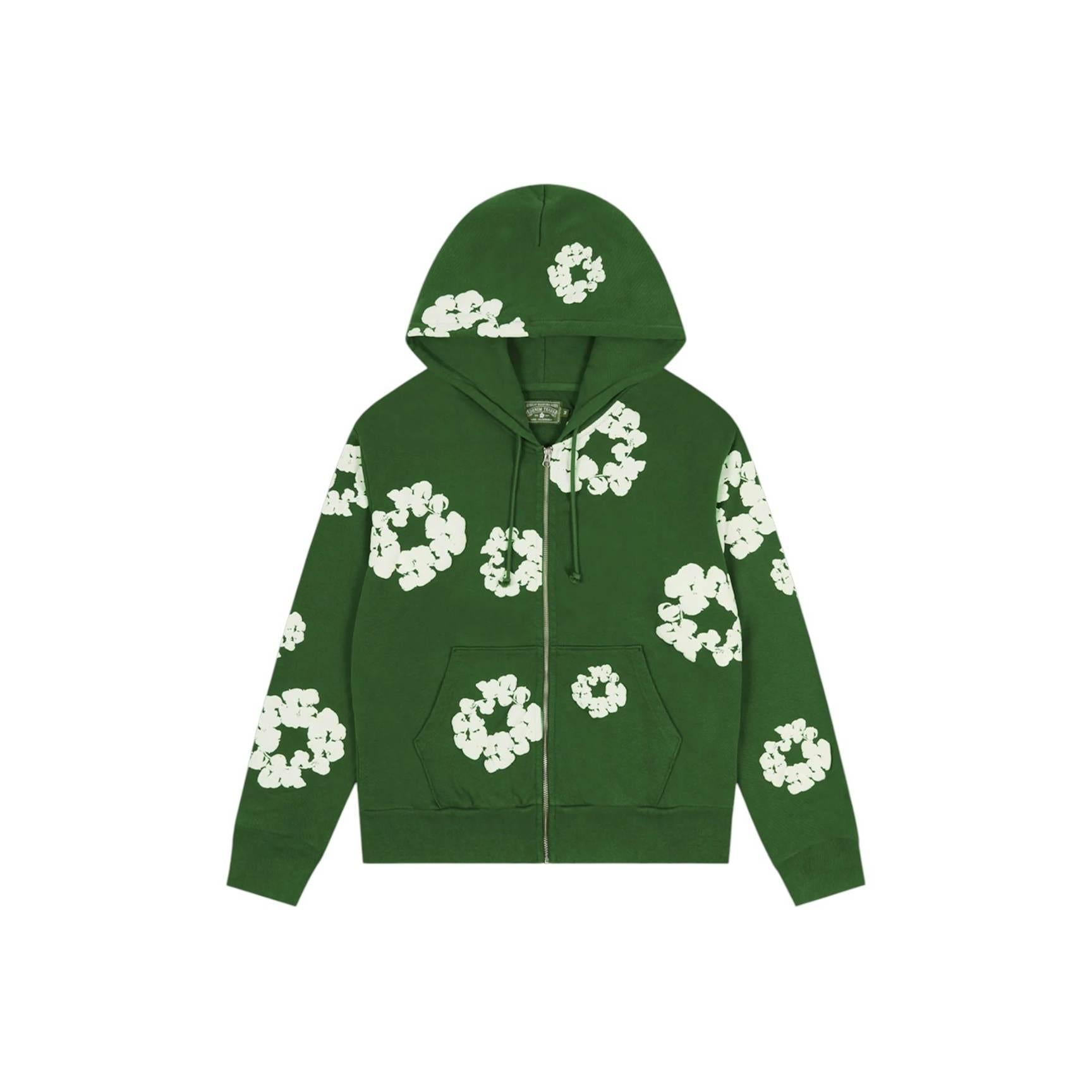 Denim Tears Cotton Wreath Zip HoodieGreen