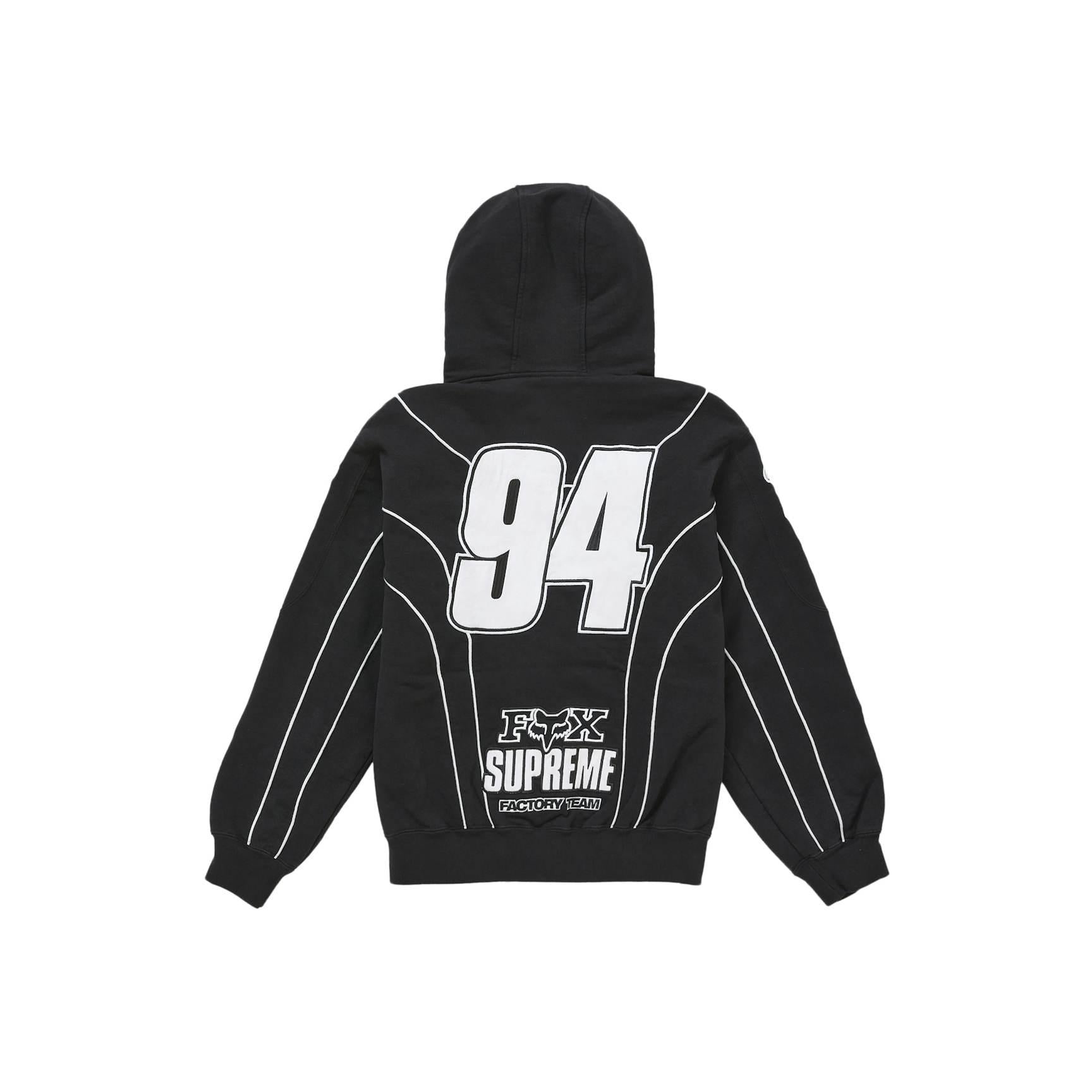 Supreme Fox Racing Zip Up Hooded Sweatshirt - Black