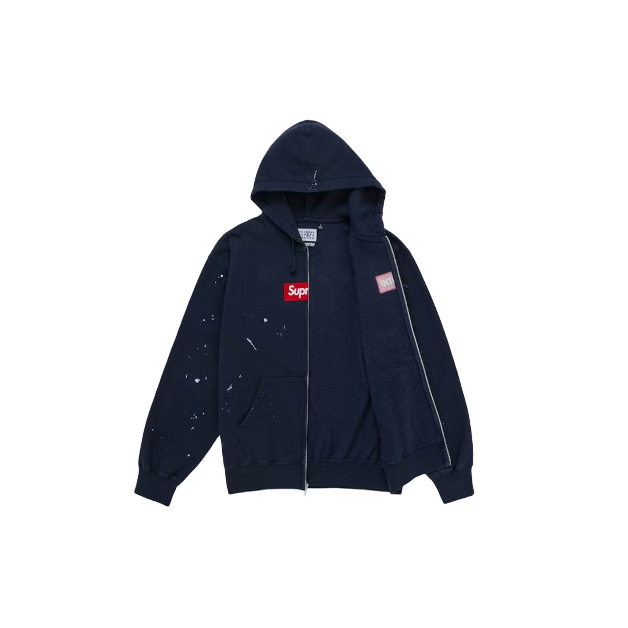 Supreme MM6 Maison Margiela Box Logo Zip Up Hooded Sweatshirt - Navy