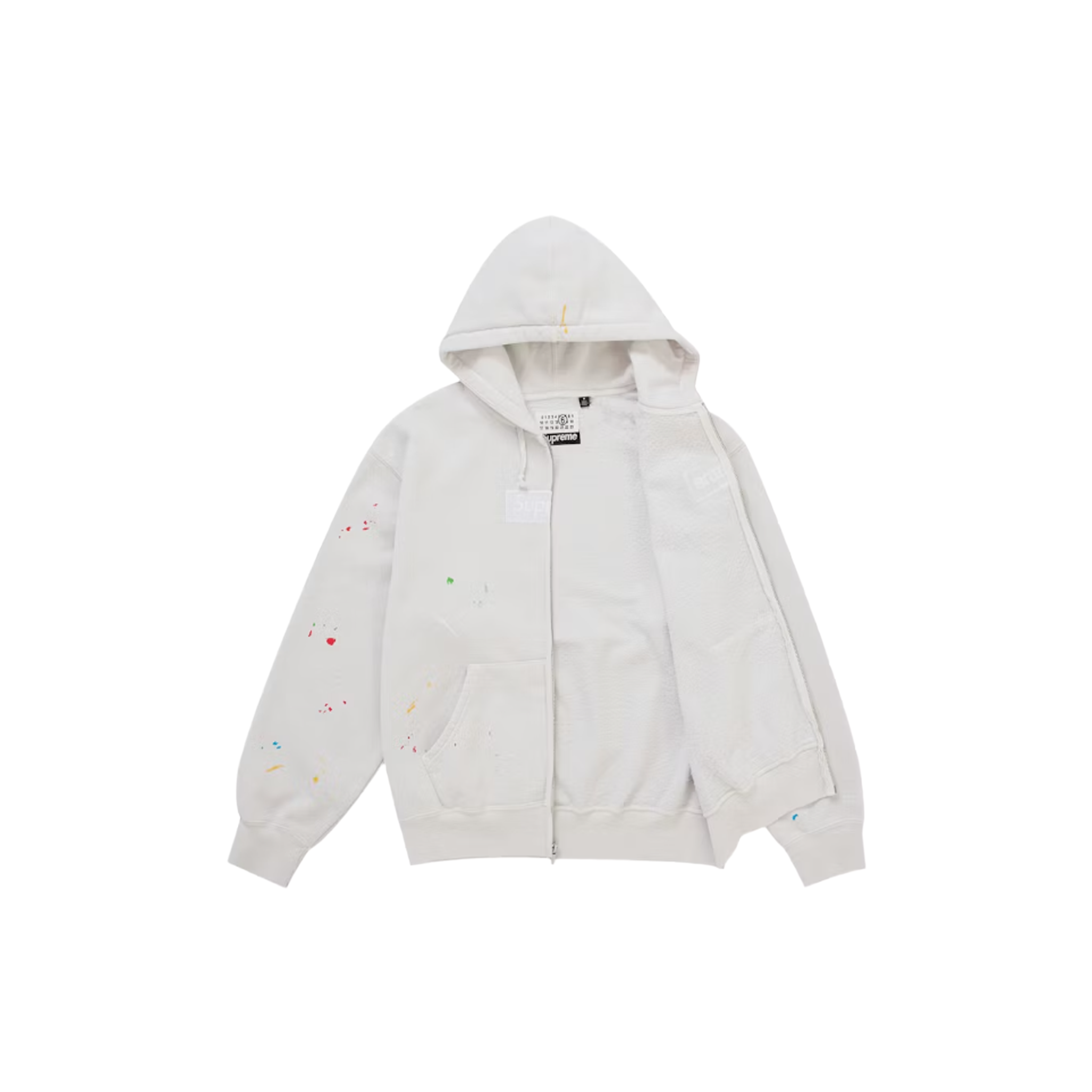 Supreme MM6 Maison Margiela Box Logo Zip Up Hooded Sweatshirt - White